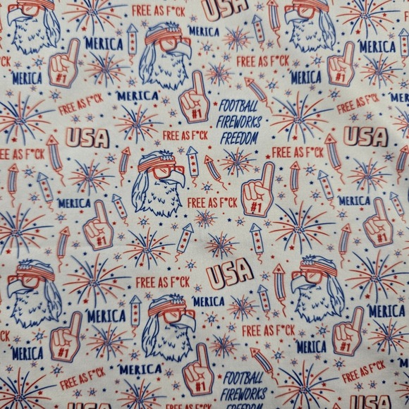 Bogey Bros Mens White Polo Shirt USA Patriotic Eagle Free As F*ck Merica Size XL - Picture 3 of 9